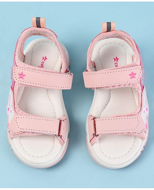Cute Walk by Babyhug Velcro Closure Sandals with Text Print - Fuchsia