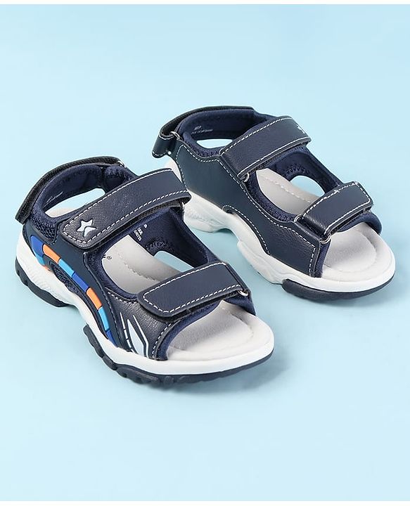 Cute Walk by Babyhug Velcro Closure Sandals with 3D Applique - Navy Blue