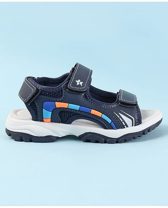 Cute Walk by Babyhug Velcro Closure Sandals with 3D Applique - Navy Blue