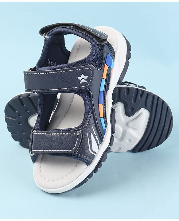 Cute Walk by Babyhug Velcro Closure Sandals with 3D Applique - Navy Blue