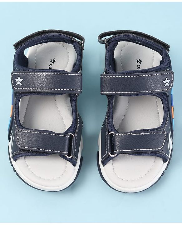 Cute Walk by Babyhug Velcro Closure Sandals with 3D Applique - Navy Blue