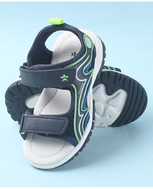Cute Walk by Babyhug Velcro Closure Sandals with Fashion Text Print - Navy Blue
