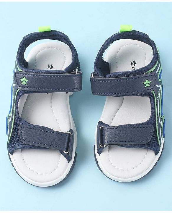Cute Walk by Babyhug Velcro Closure Sandals with Fashion Text Print - Navy Blue