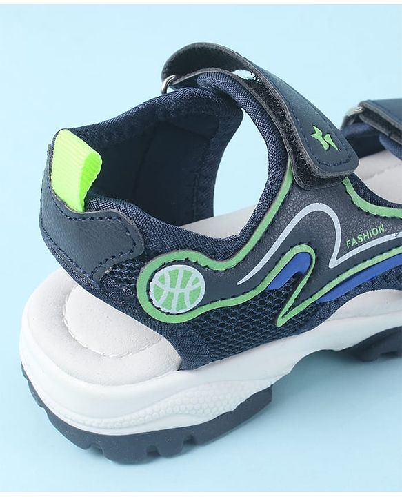 Cute Walk by Babyhug Velcro Closure Sandals with Fashion Text Print - Navy Blue