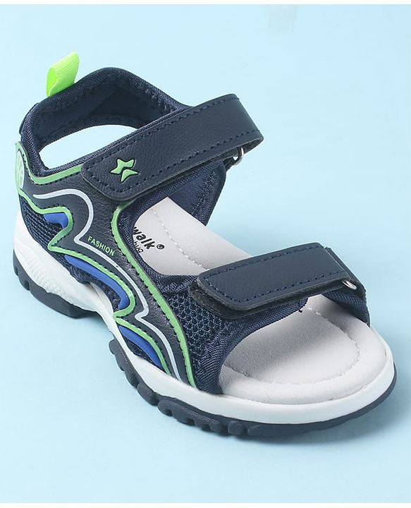 Cute Walk by Babyhug Velcro Closure Sandals with Fashion Text Print - Navy Blue