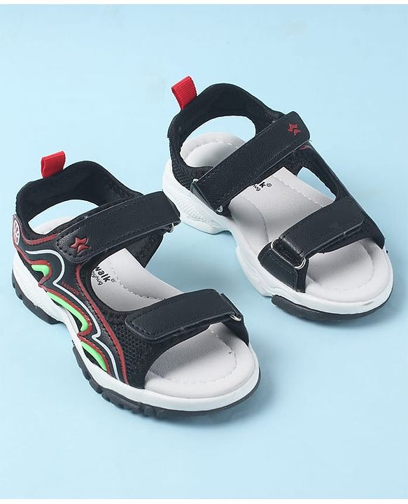 Cute Walk by Babyhug Velcro Closure Sandals with Fashion Text Print - Navy Blue