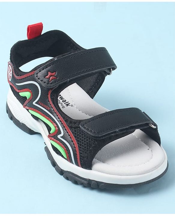 Cute Walk by Babyhug Velcro Closure Sandals with Fashion Text Print - Navy Blue