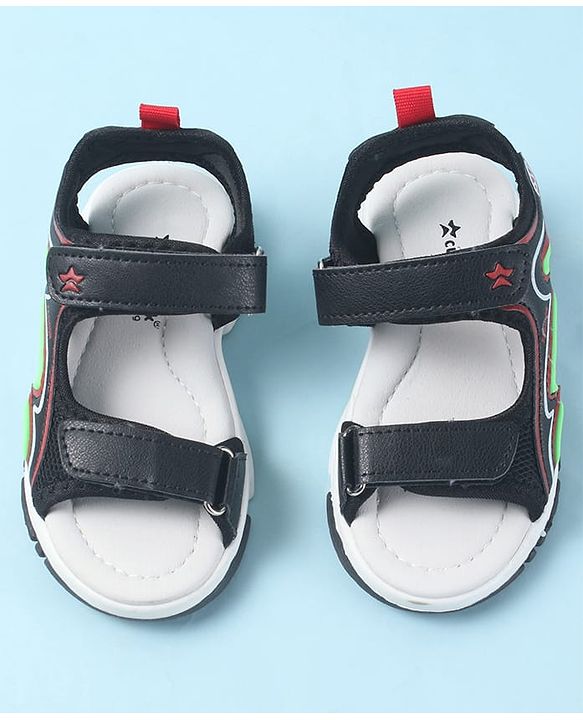 Cute Walk by Babyhug Velcro Closure Sandals with Fashion Text Print - Navy Blue