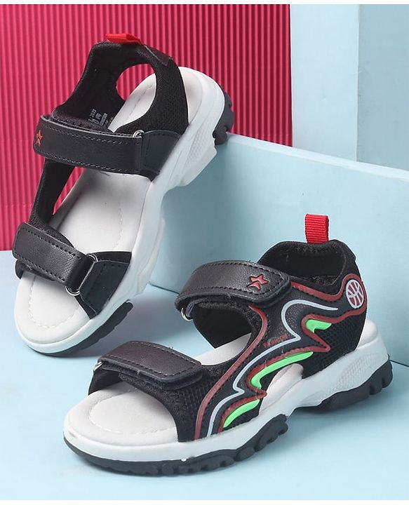 Cute Walk by Babyhug Velcro Closure Sandals with Fashion Text Print - Navy Blue