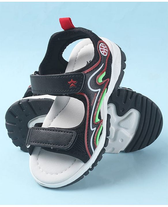 Cute Walk by Babyhug Velcro Closure Sandals with Fashion Text Print - Navy Blue