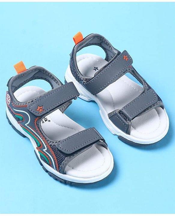 Cute Walk by Babyhug Velcro Closure Sandals with Fashion Text Print - Navy Blue