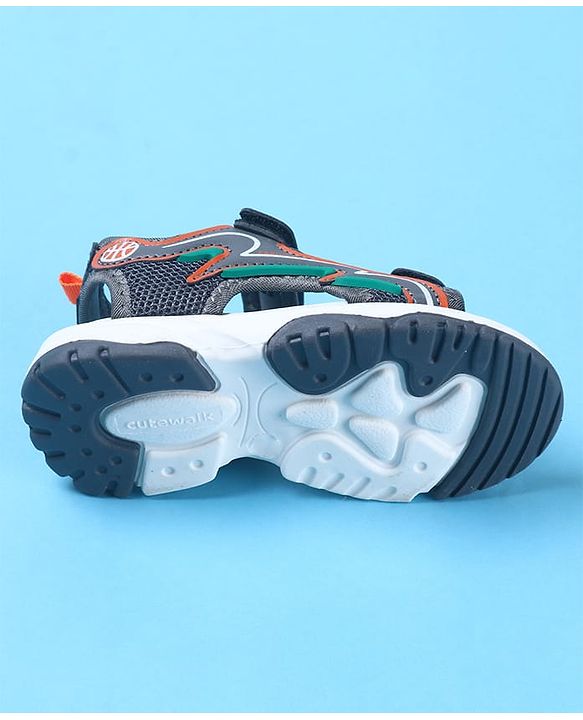 Cute Walk by Babyhug Velcro Closure Sandals with Fashion Text Print - Navy Blue