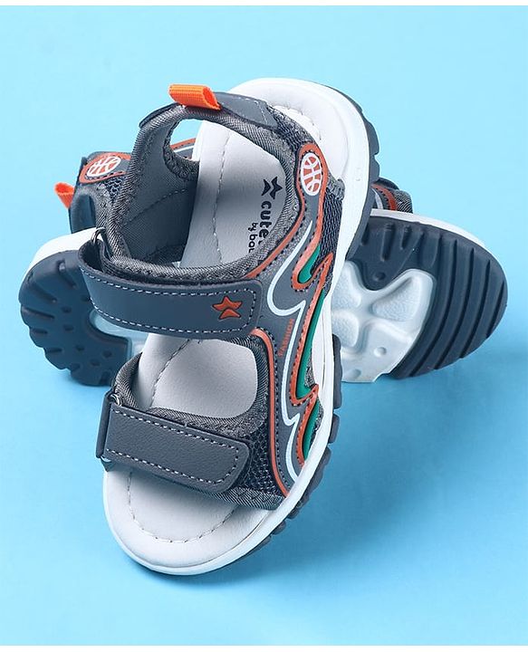 Cute Walk by Babyhug Velcro Closure Sandals with Fashion Text Print - Navy Blue