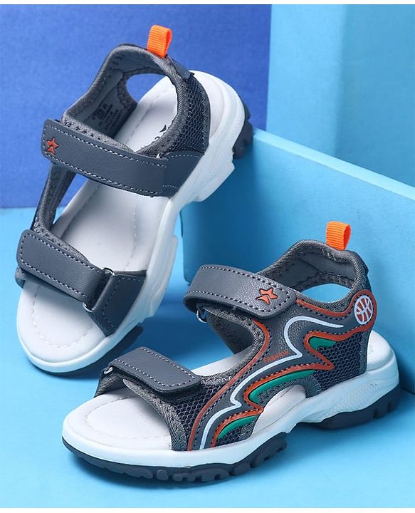 Cute Walk by Babyhug Velcro Closure Sandals with Fashion Text Print - Navy Blue