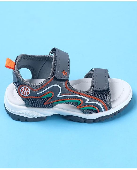 Cute Walk by Babyhug Velcro Closure Sandals with Fashion Text Print - Navy Blue