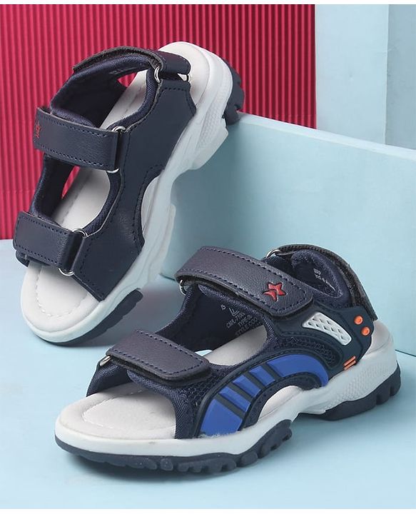 Cute Walk by Babyhug Velcro Closure Sandals with 3D Applique - Navy Blue