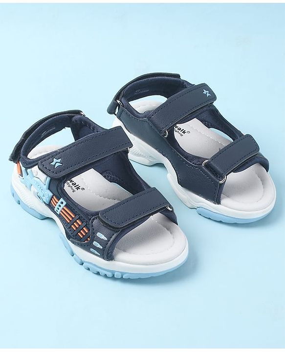 Cute Walk by Babyhug Velcro Closure Sandals with 3D Applique - Navy Blue