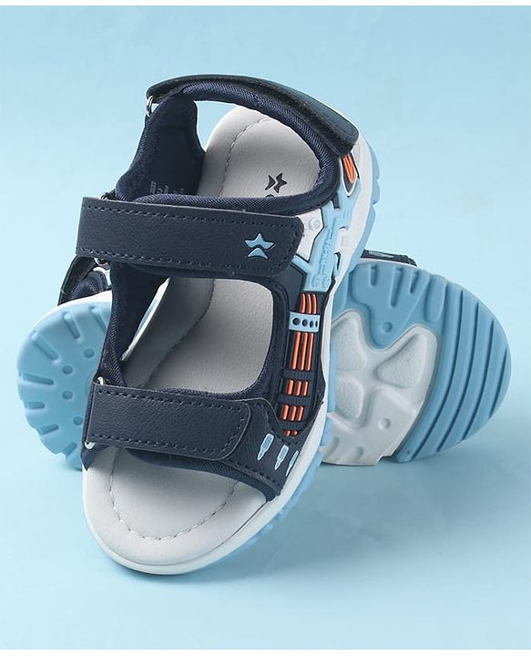 Cute Walk by Babyhug Velcro Closure Sandals with 3D Applique - Navy Blue