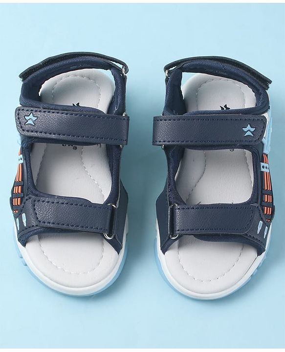 Cute Walk by Babyhug Velcro Closure Sandals with 3D Applique - Navy Blue