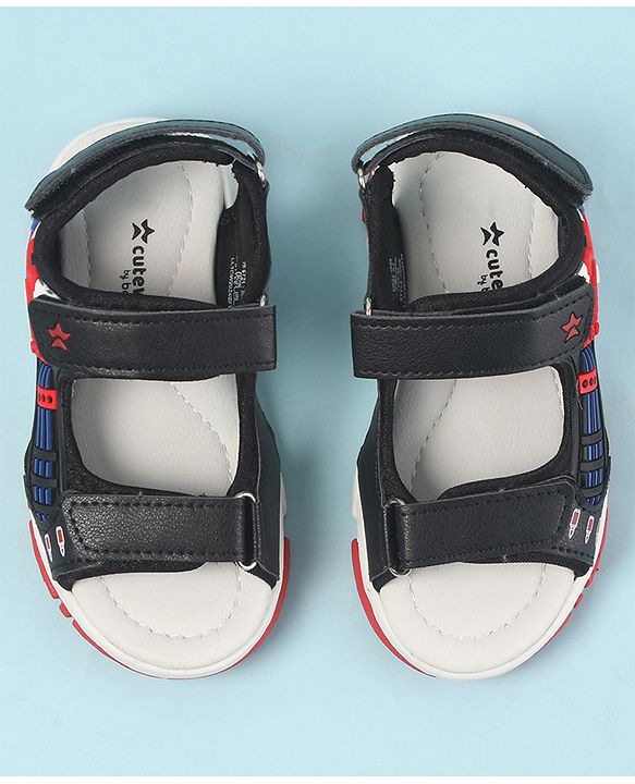 Cute Walk by Babyhug Velcro Closure Sandals with 3D Applique - Navy Blue