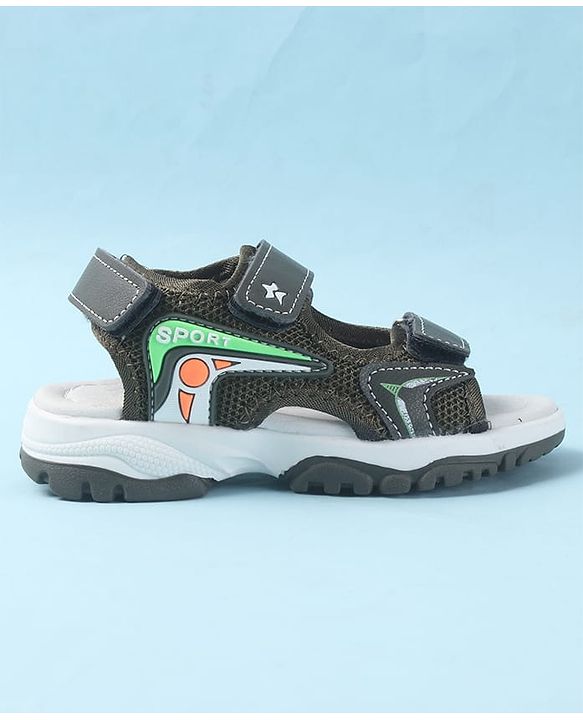 Cute Walk by Babyhug Velcro Closure Sandals with 3D Applique - Olive Green