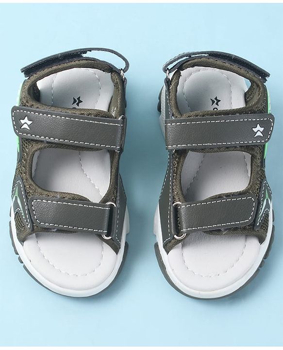 Cute Walk by Babyhug Velcro Closure Sandals with 3D Applique - Olive Green