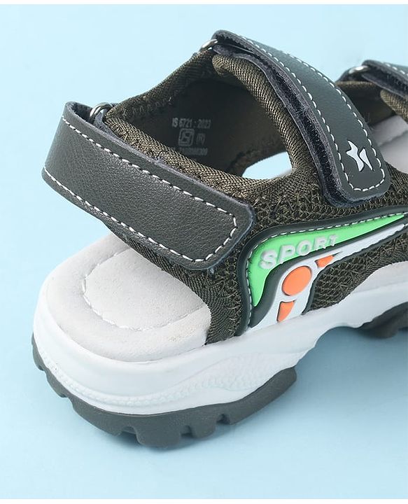 Cute Walk by Babyhug Velcro Closure Sandals with 3D Applique - Olive Green