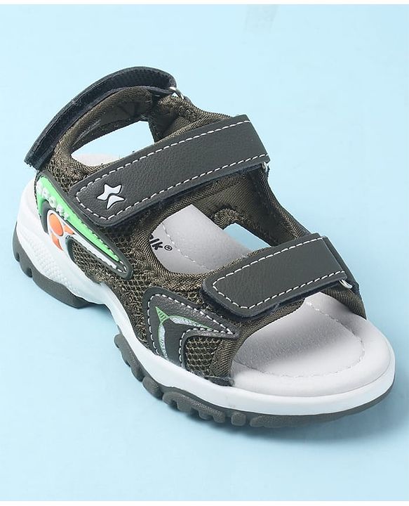 Cute Walk by Babyhug Velcro Closure Sandals with 3D Applique - Olive Green
