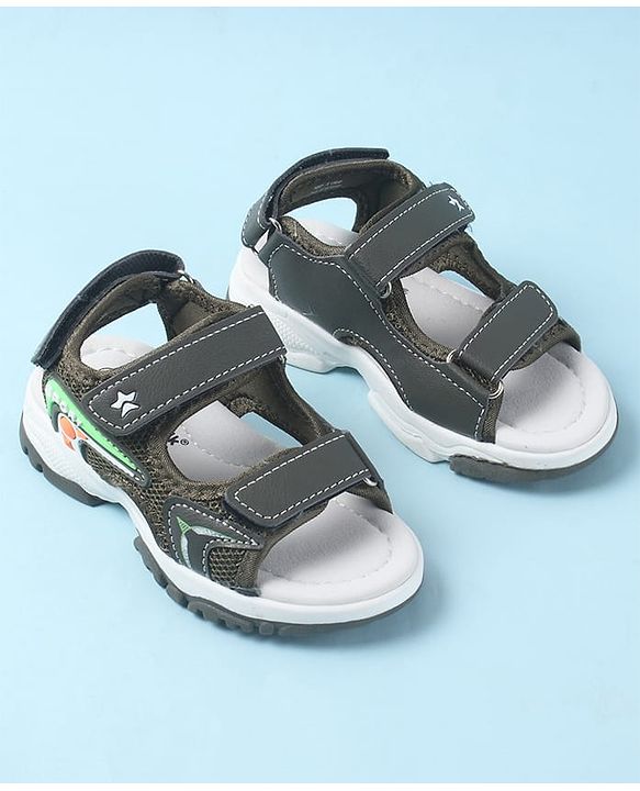 Cute Walk by Babyhug Velcro Closure Sandals with 3D Applique - Olive Green