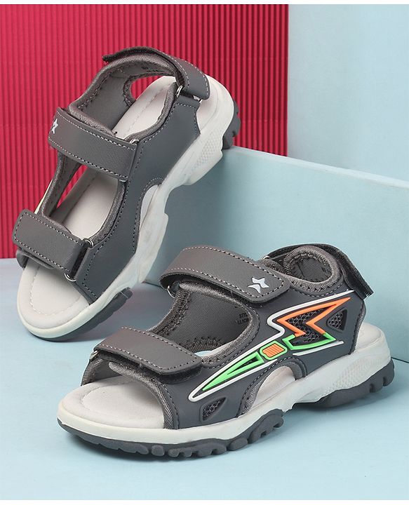 Cute Walk by Babyhug Velcro Closure Sandals with 3D Applique - Grey