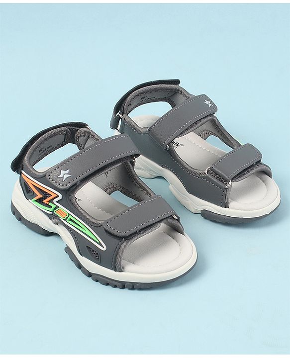 Cute Walk by Babyhug Velcro Closure Sandals with 3D Applique - Grey