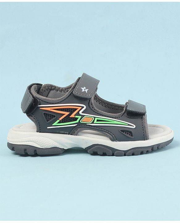 Cute Walk by Babyhug Velcro Closure Sandals with 3D Applique - Grey