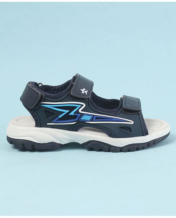 Cute Walk by Babyhug Velcro Closure Sandals with 3D Applique - Navy Blue