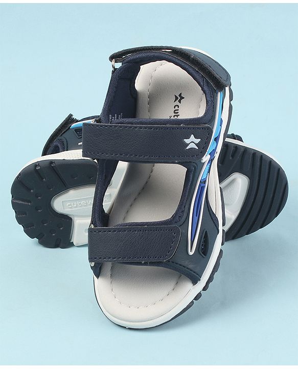 Cute Walk by Babyhug Velcro Closure Sandals with 3D Applique - Navy Blue