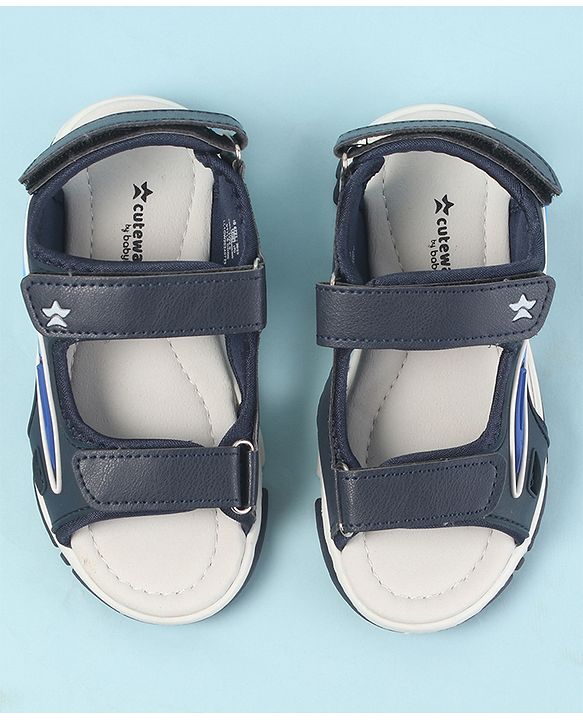Cute Walk by Babyhug Velcro Closure Sandals with 3D Applique - Navy Blue