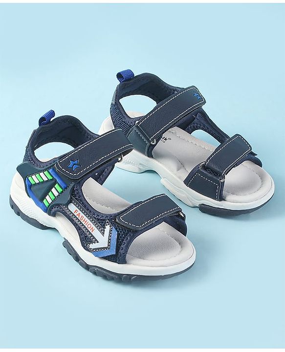 Cute Walk by Babyhug Velcro Closure Sandals with Fashion Applique - Navy Blue
