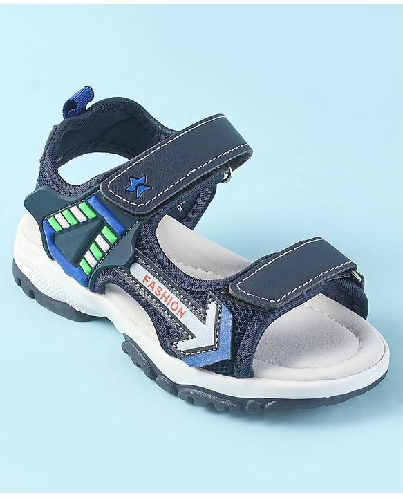 Cute Walk by Babyhug Velcro Closure Sandals with Fashion Applique - Navy Blue