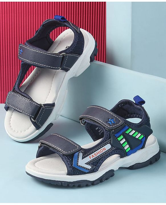 Cute Walk by Babyhug Velcro Closure Sandals with Fashion Applique - Navy Blue