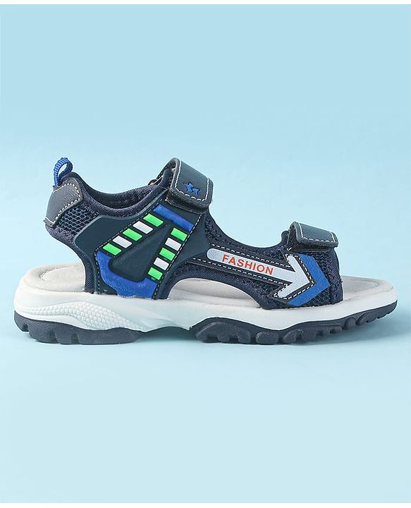 Cute Walk by Babyhug Velcro Closure Sandals with Fashion Applique - Navy Blue