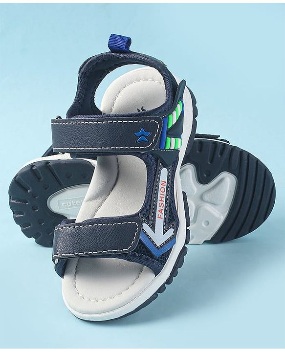 Cute Walk by Babyhug Velcro Closure Sandals with Fashion Applique - Navy Blue