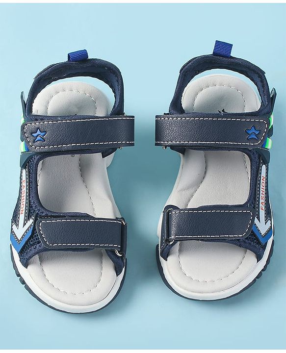 Cute Walk by Babyhug Velcro Closure Sandals with Fashion Applique - Navy Blue