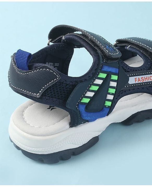 Cute Walk by Babyhug Velcro Closure Sandals with Fashion Applique - Navy Blue