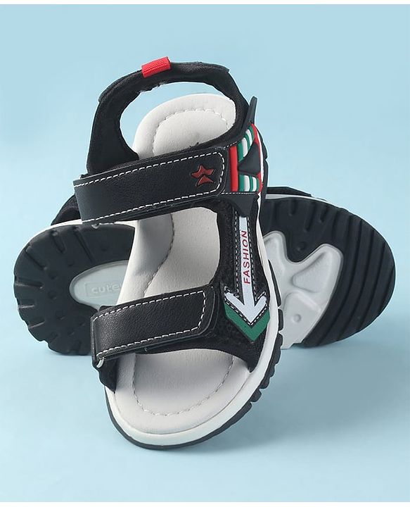 Cute Walk by Babyhug Velcro Closure Sandals with Fashion Applique - Navy Blue
