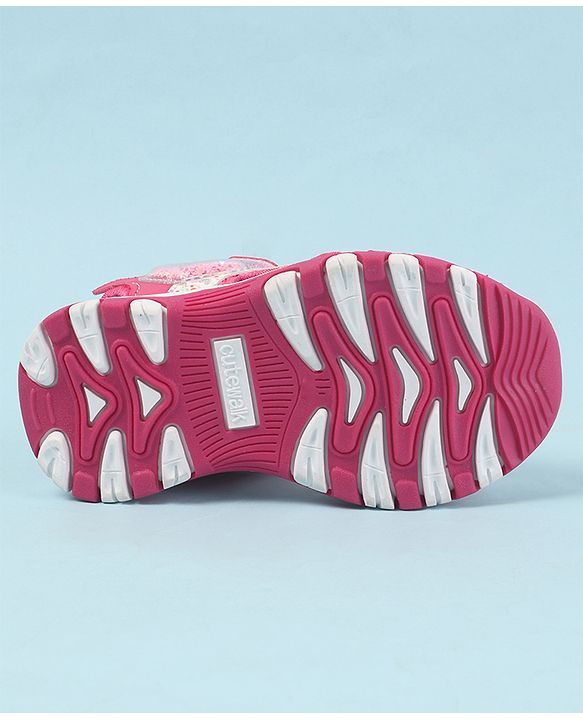 Cute Walk by Babyhug Velcro Closure Sandals with Hearts Glitter Print - Pink