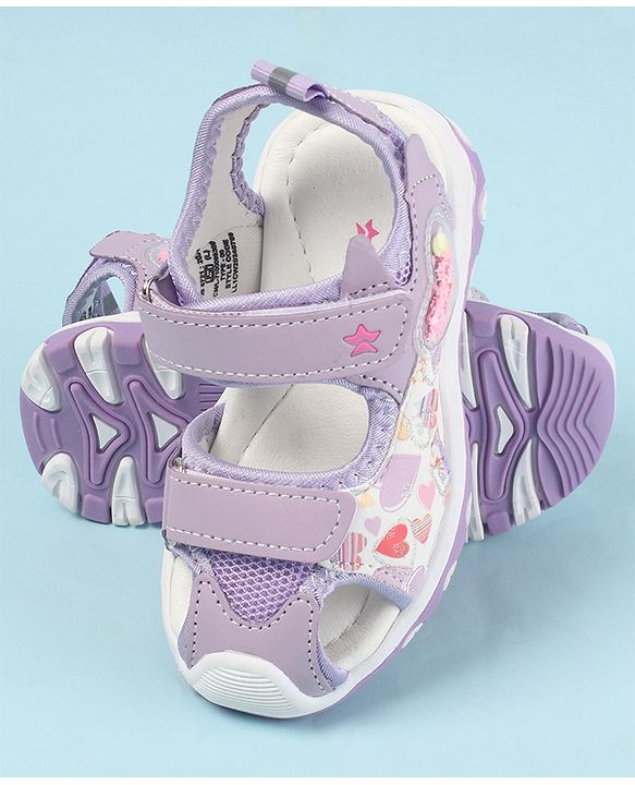 Cute Walk by Babyhug Velcro Closure Sandals with Hearts Glitter Print - Pink