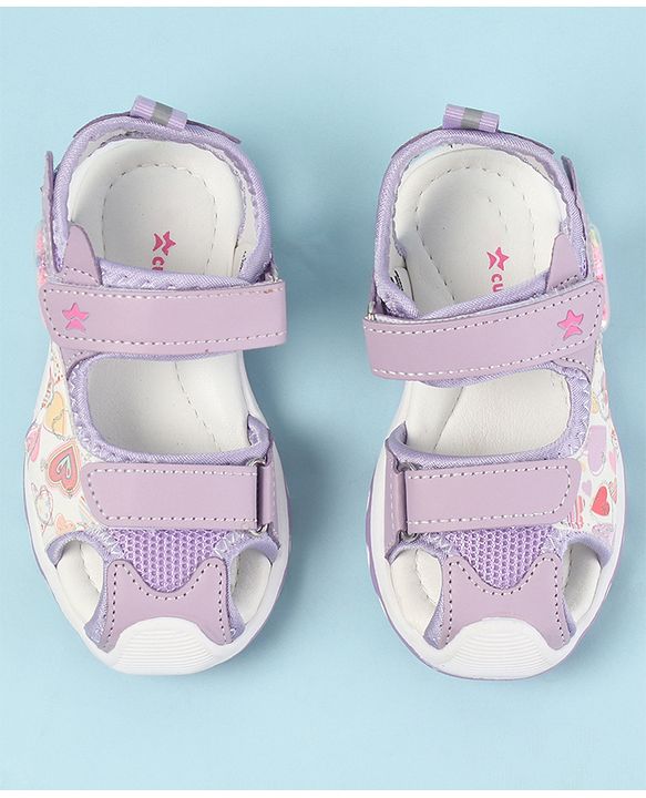 Cute Walk by Babyhug Velcro Closure Sandals with Hearts Glitter Print - Pink