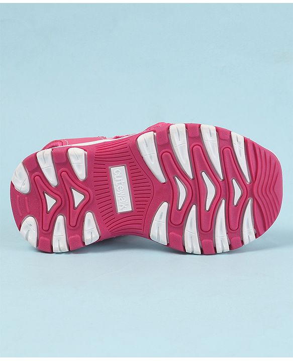 Cute Walk by Babyhug Velcro Closure Sandals with Hearts Glitter Print - Fuchsia