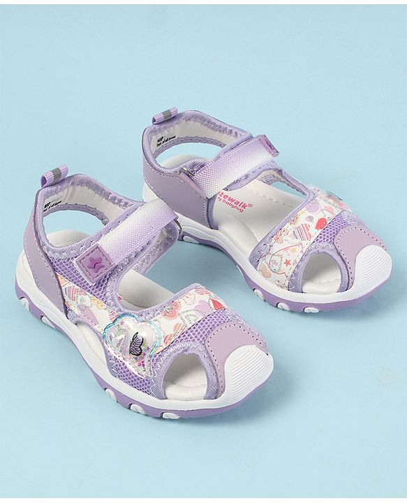 Cute Walk by Babyhug Velcro Closure Sandals with Hearts Glitter Print - Fuchsia