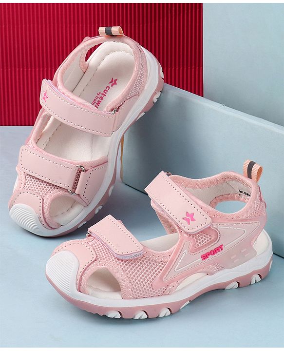 Cute Walk by Babyhug Velcro Closure Solid Color Sandals  - Pink