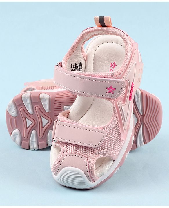 Cute Walk by Babyhug Velcro Closure Solid Color Sandals  - Pink